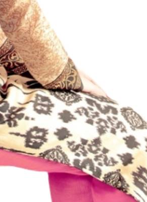 Beige embroidered Georgette unstitched salwar with dupatta 2