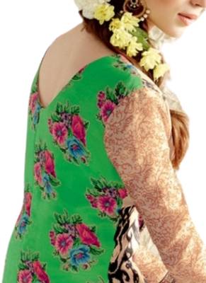 Beige embroidered Georgette unstitched salwar with dupatta 3
