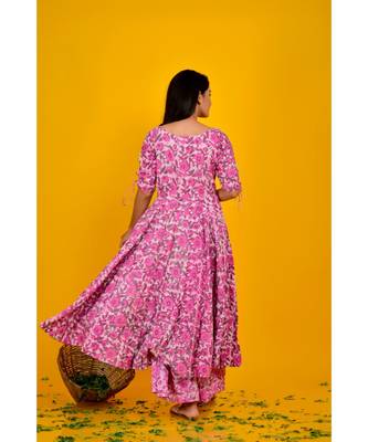 lavender print anarkali with palazzo 2