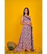 Red block print dress with black pant