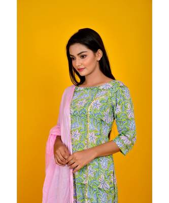LIGHT GREEN SHARARA SET WITH PINK DUPATTA 3