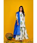 blue block print sharara set