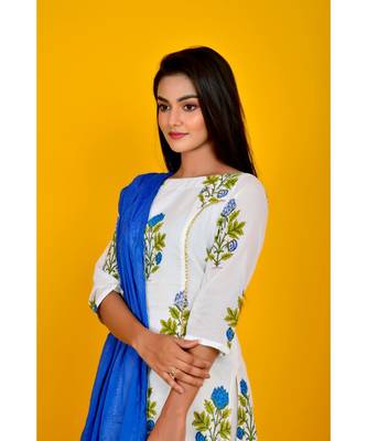 blue block print sharara set 3