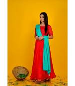 RED BANDHANI DRESS WITH DUPATTA