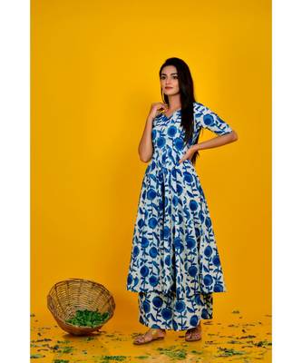 INDIGO BLUE ANARKALI PALAZZO SET 1
