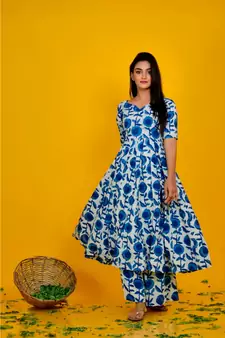 INDIGO BLUE ANARKALI PALAZZO SET