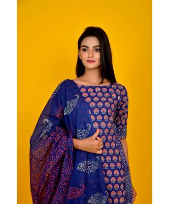 BLUE BLOCK PRINT SUIT SET 2