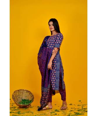 BLUE BLOCK PRINT SUIT SET 3