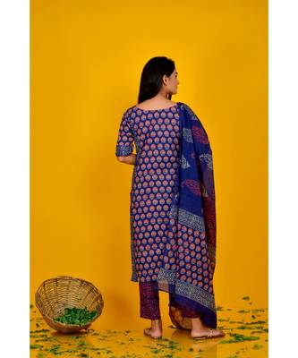 BLUE BLOCK PRINT SUIT SET 4