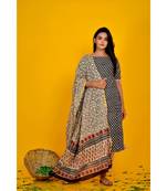 BLACK BLOCK PRINT KURTA PANT SET