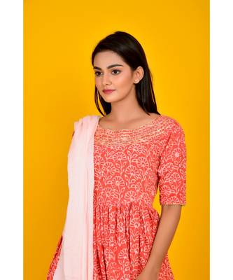 ORANGE COTTON PRINTED SHARARA SET 4