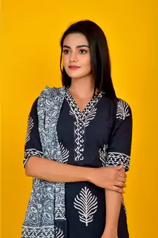 BLACK BLOCK PRINTED SUIT SET