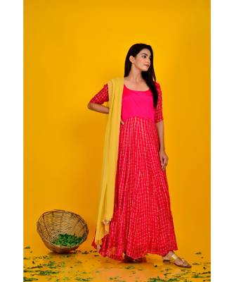 MAGENTA ANARKALI WITH CHIFFON DUPATTA 1