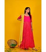 MAGENTA ANARKALI WITH CHIFFON DUPATTA