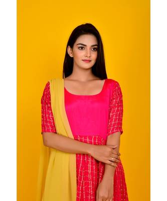 MAGENTA ANARKALI WITH CHIFFON DUPATTA 5