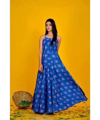 blue bagru print maxi dress 1