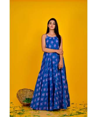 blue bagru print maxi dress 2