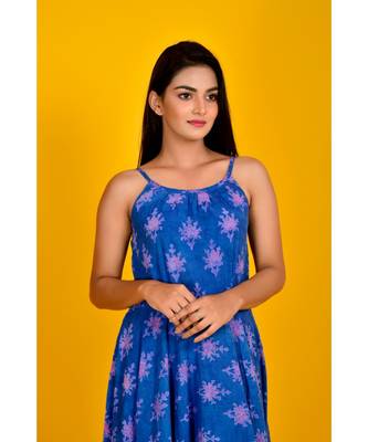 blue bagru print maxi dress 3