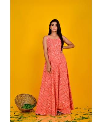 ORANGE PRINTES MAXI DRESS 1
