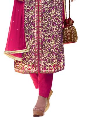 multicolor embroidered Crepe unstitched salwar with dupatta 3