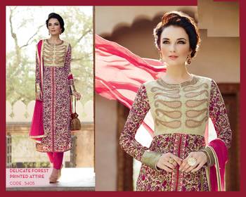 multicolor embroidered Crepe unstitched salwar with dupatta 4