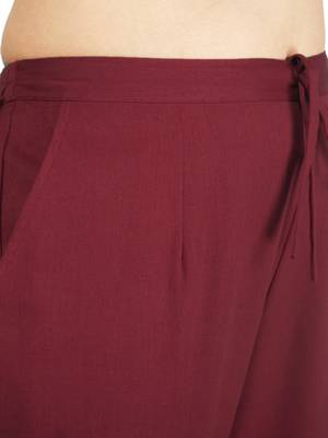Maroon plain cotton trousers 5