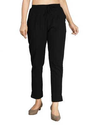Black plain cotton trousers 1