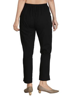 Black plain cotton trousers 2