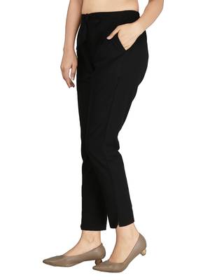 Black plain cotton trousers 3