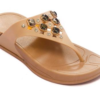 TRENDS & TRADES Tan Flip Flops Sandal For Women 3