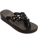 TRENDS & TRADES Black Thong Flip Flops For Women