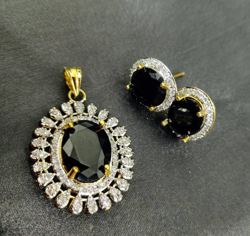 Gold Plated American diamond Pendant Set For Women