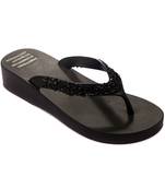 TRENDS & TRADES Black Thong Flip Flops For Women