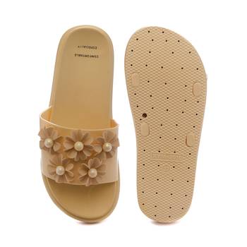 TRENDS & TRADES Golden Slide Sandal For Women 5