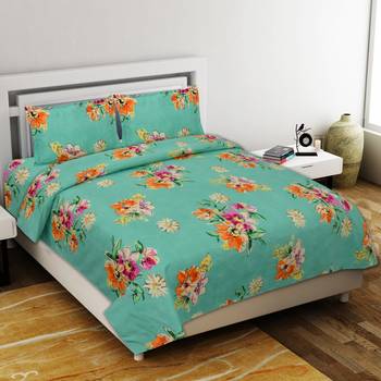 Ridan Multicolour Double Bed Sheet With Pillow Cover 1