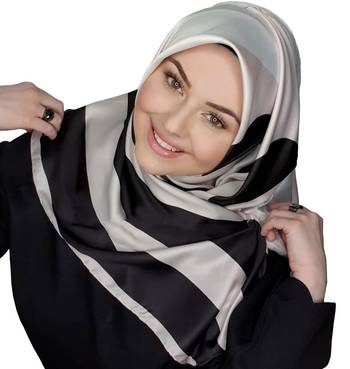 Justkartit Printed Islamic Wear Polka Dot Square Satin Silk Hijab Scarf 5