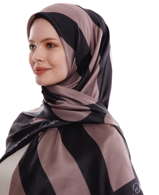 Justkartit Polka Dot Strips Printed Big Satin Silk Square Scarf Hijab 2