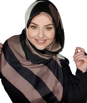 Justkartit Polka Dot Strips Printed Big Satin Silk Square Scarf Hijab 4