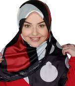 Justkartit Polka Dot Printed Square Satin Silk Scarf Hijab