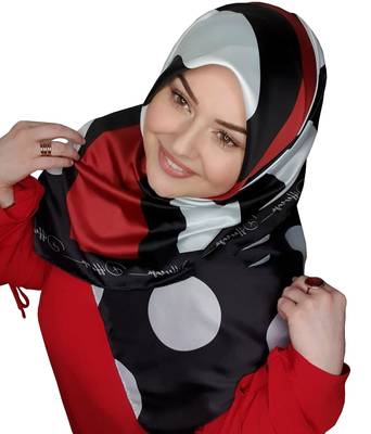 Justkartit Polka Dot Printed Square Satin Silk Scarf Hijab 2