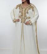 White embroidered georgette islamic-kaftans