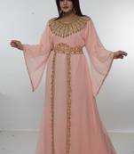 White embroidered georgette islamic-kaftans