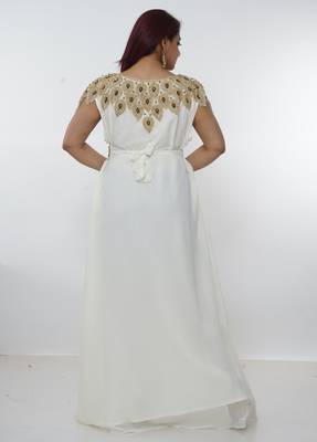 White embroidered georgette islamic-kaftans 1