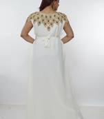 White embroidered georgette islamic-kaftans