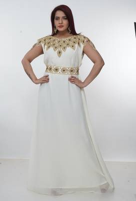White embroidered georgette islamic-kaftans 2