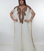 White embroidered georgette islamic-kaftans