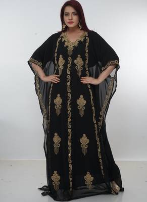 Black embroidered georgette islamic-kaftans 1