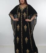Black embroidered georgette islamic-kaftans
