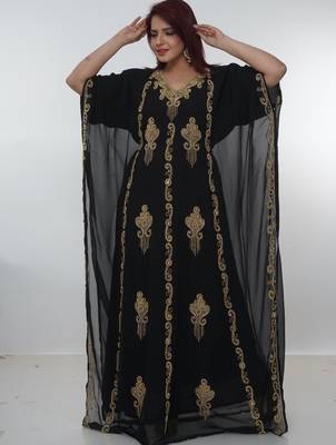 Black embroidered georgette islamic-kaftans 2