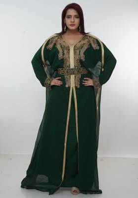 Black embroidered georgette islamic-kaftans 1